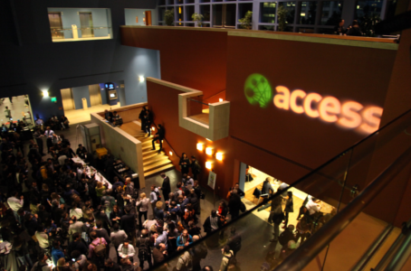 Large group of people in Rightscon conference space in Manilla